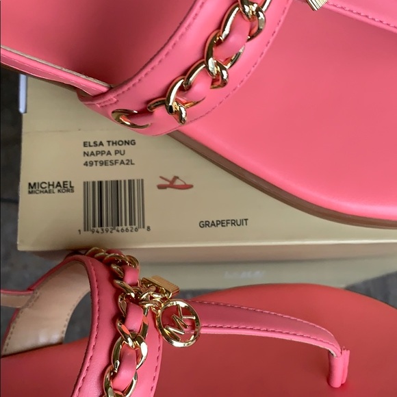 MICHAEL KORS ELSA THONG NAPPA PU GRAPEFRUIT - Picture 12 of 16